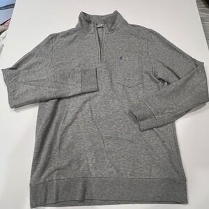 Criquet Mens Quarter Zip Pullover Heather Gray Chest Pocket Modal Blend Medium